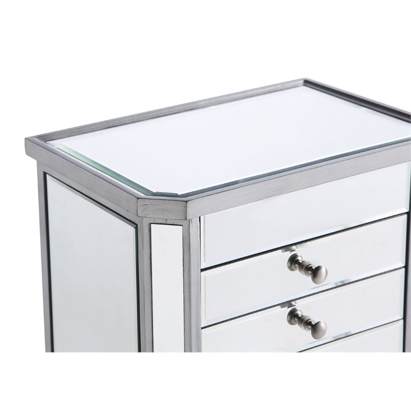 Beaumont Lane Mirrored Silver Jewelry Armoire Unassembled