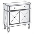 Beaumont Lane 2 Door Mirrored Glass/Marble Chest in Silver/Clear