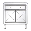 Beaumont Lane 2 Door Mirrored Glass/Marble Chest in Silver/Clear
