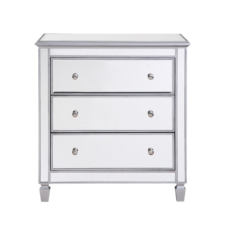 Beaumont Lane Modern 3-Drawer Solid Wood/MDF Chest in Silver