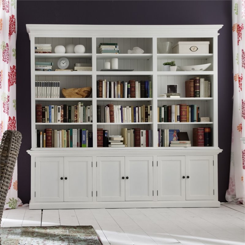 Beaumont Lane Mahogany Pure White Bookcase Rectangular Adjustable Shelving 94.5
