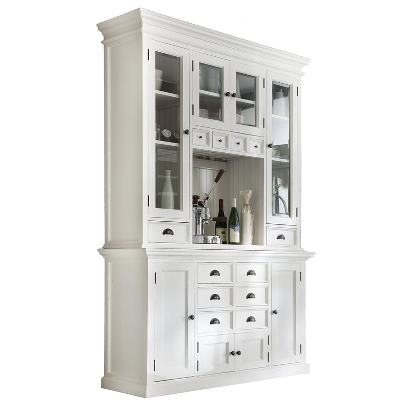 Beaumont Lane Solid Mahogany Pure White China Cabinet Rectangular Beveled Glass 86.6