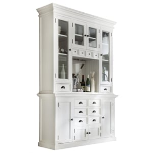 Beaumont Lane Solid Mahogany Pure White China Cabinet Rectangular Beveled Glass 86.6&quot Unassembled