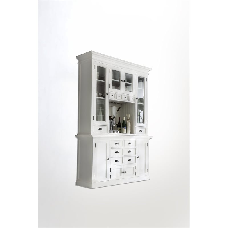 Beaumont Lane Solid Mahogany Pure White China Cabinet Rectangular Beveled Glass 86.6