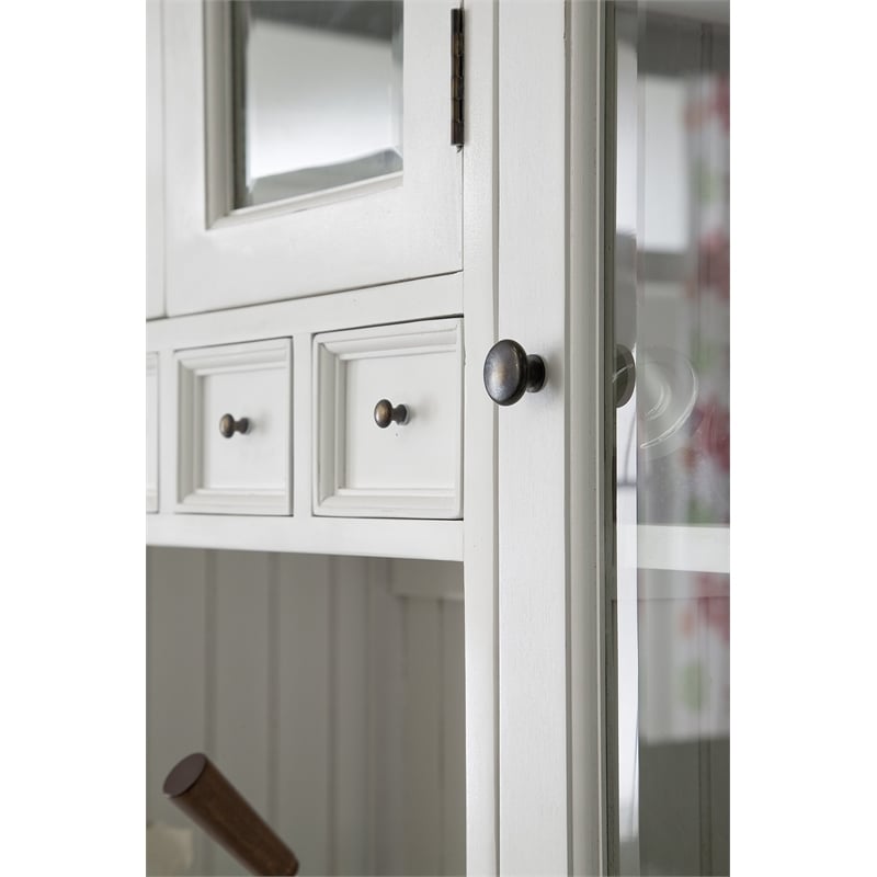 Beaumont Lane Solid Mahogany Pure White China Cabinet Rectangular Beveled Glass 86.6