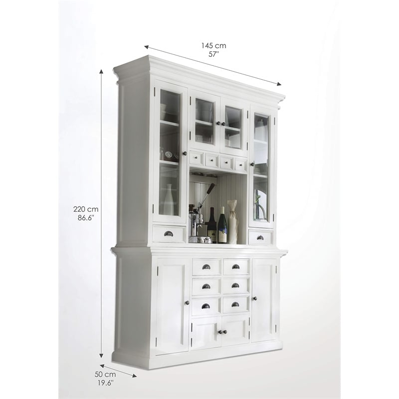 Beaumont Lane Solid Mahogany Pure White China Cabinet Rectangular Beveled Glass 86.6