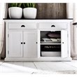 Beaumont Lane Pure White Wood Sideboard Dining Buffet With Black Top - Assembled