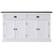 Beaumont Lane Pure White Wood Sideboard Dining Buffet With Black Top - Assembled