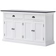 Beaumont Lane Pure White Wood Sideboard Dining Buffet With Black Top - Assembled