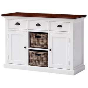 Beaumont Lane 2 Basket Buffet in Pure White and Dark Wood