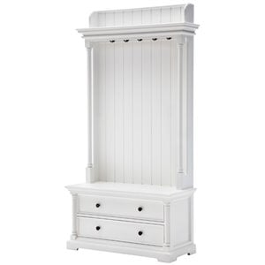 Beaumont Lane Wood Hall Tree/Coat Rack/Storage in Pure White - Assembled