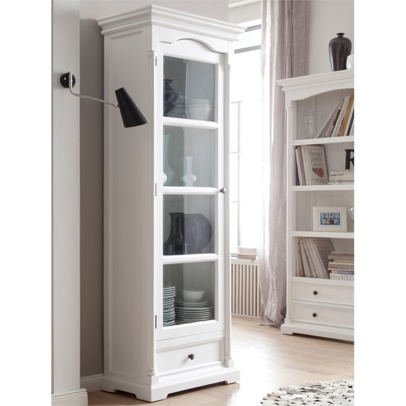 Beaumont Lane Solid Mahogany Pure White Curio Cabinet Rectangular Beveled Glass 74.8