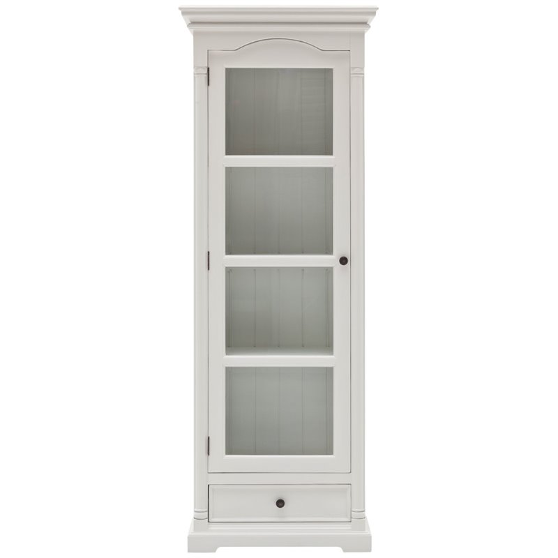 Beaumont Lane Solid Mahogany Pure White Curio Cabinet Rectangular Beveled Glass 74.8