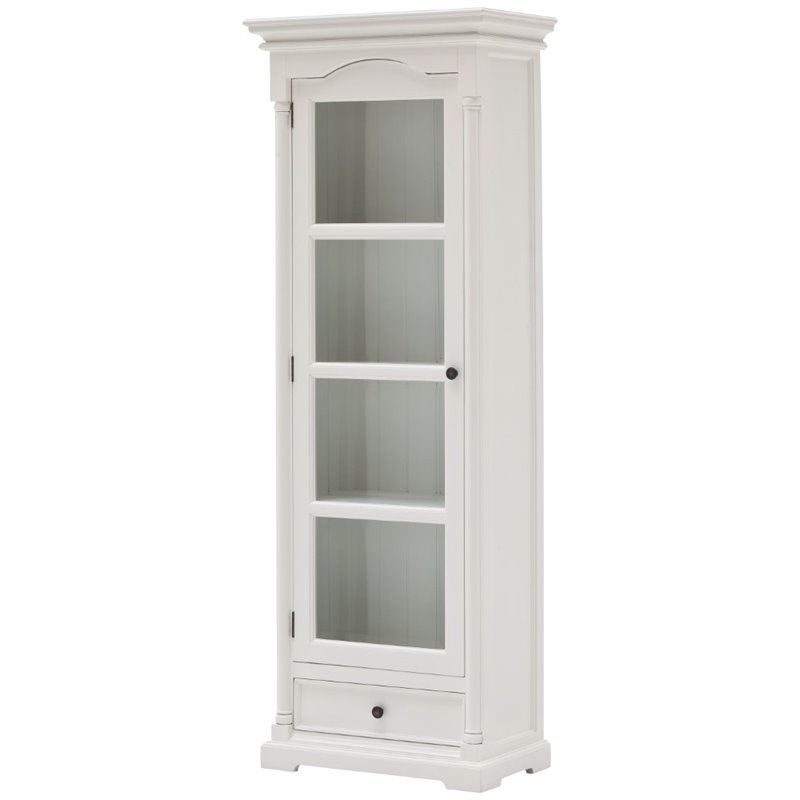 Beaumont Lane Solid Mahogany Pure White Curio Cabinet Rectangular Beveled Glass 74.8