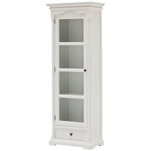 Beaumont Lane Solid Mahogany Pure White Curio Cabinet Rectangular Beveled Glass 74.8&quot Assembled