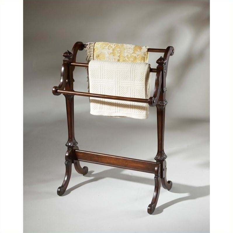 Beaumont Lane Rubber Wood Dark Brown Blanket Rack Rectangular Horizontal Rails 36