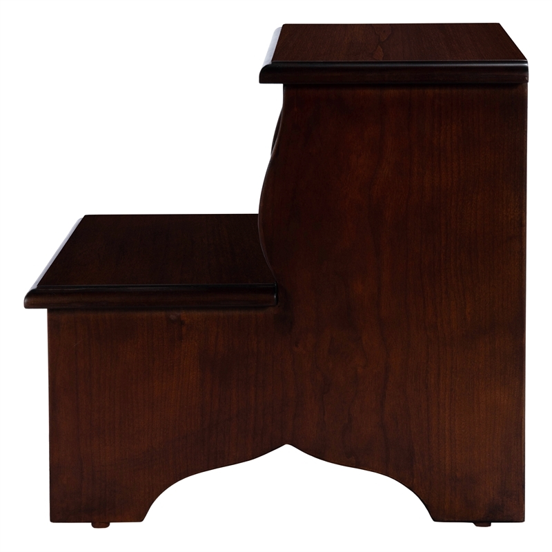 Beaumont Lane Traditional Acacia Wood Step Stool in Cherry Brown