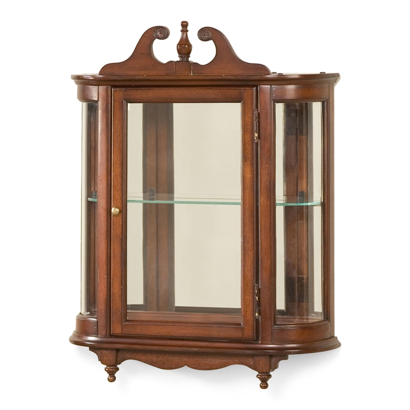 Beaumont Lane Wood Cherry Curio Cabinet Rectangular Distressed 27.5