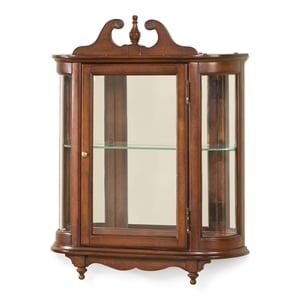 Beaumont Lane Wood Cherry Curio Cabinet Rectangular Distressed 27.5&quot H x 21&quot W x 6&quot D