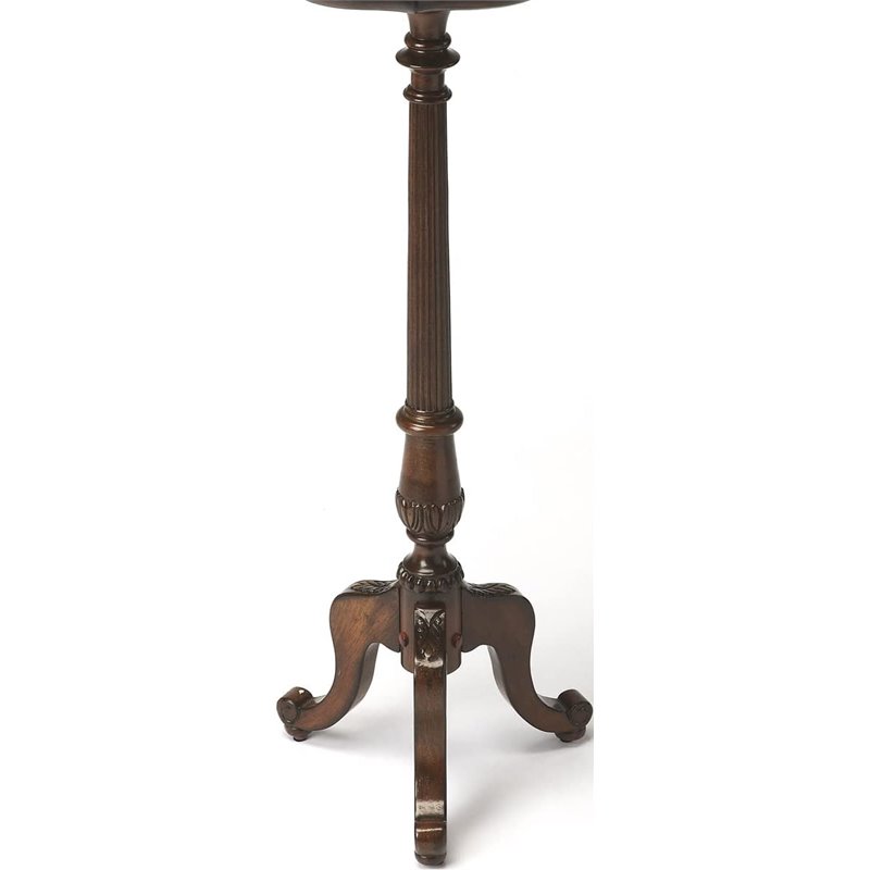 Beaumont Lane Wood Cherry Dark Brown Plant Stand Round Distressed 36.5
