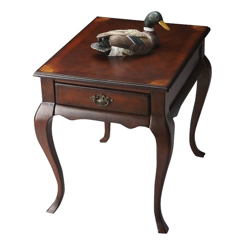 Beaumont Lane Traditional Wood End Table in Plantation Cherry