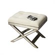 Beaumont Lane Cotton Upholstered Ivory and Pewter Vanity Stool Rectangular 25
