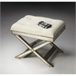Beaumont Lane Cotton Upholstered Ivory and Pewter Vanity Stool Rectangular 25