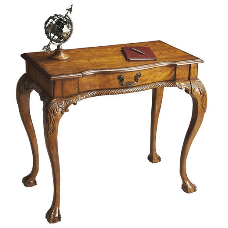 Beaumont Lane Oak Veneer Medium Brown Writing Desk Rectangular Distressed 35