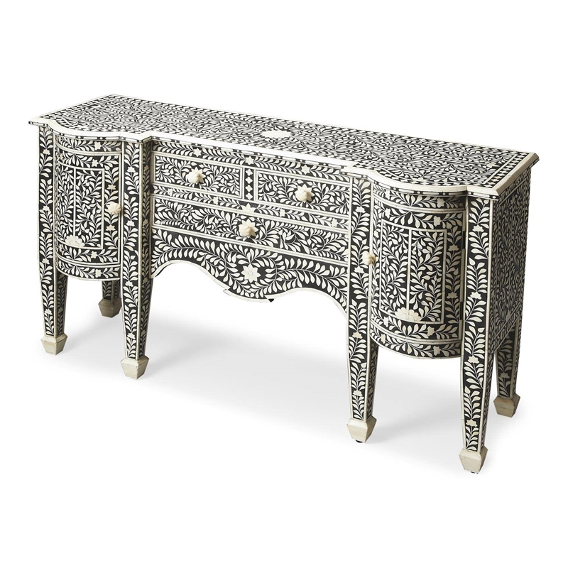 Beaumont Lane Bone Inlay Buffet in Black