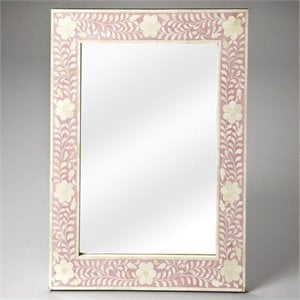 Beaumont Lane MDF Pink Wall Mirror Rectangular Distressed 30&quot x 24&quot x 1&quot