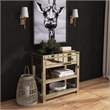 Beaumont Lane 2 Shelves Solid Wood Mirror Console Table in Silver