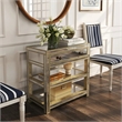 Beaumont Lane 2 Shelves Solid Wood Mirror Console Table in Silver