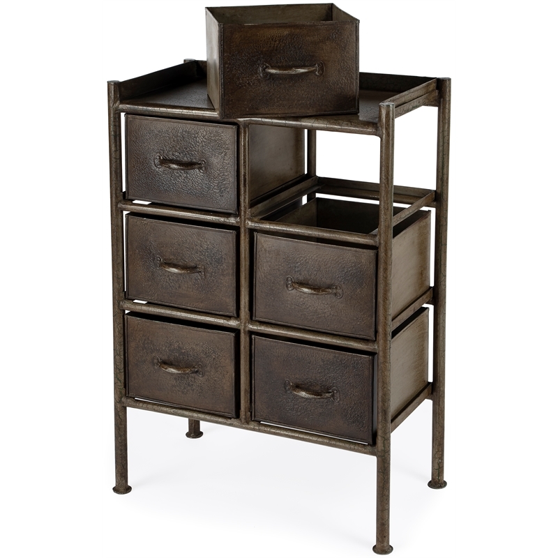 Beaumont Lane 6-Drawer Contemporary Iron Metal Chest in Antique Bronze