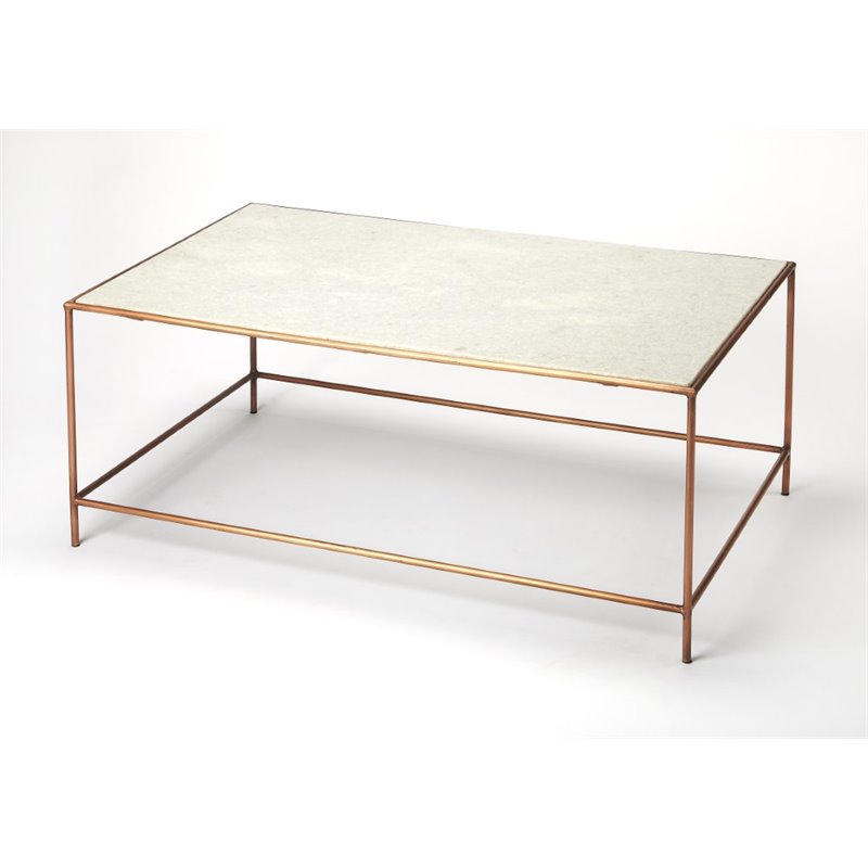 Beaumont Lane Marble Top Coffee Table in White and Rose Gold