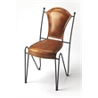 Beaumont Lane Modern Leather/Iron Accent Chair in Medium Brown