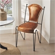 Beaumont Lane Modern Leather/Iron Accent Chair in Medium Brown