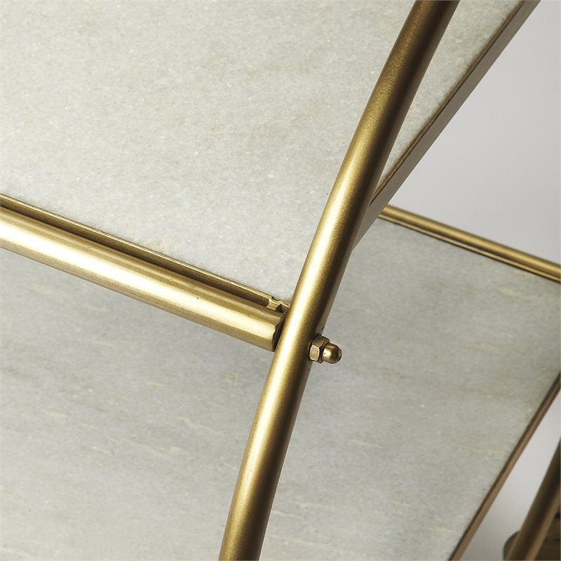 Beaumont Lane Marble Top Serving Cart in White and Gold