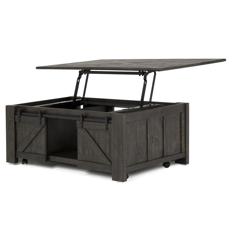 Beaumont Lane Pine and Metal Weathered Espresso Coffee Table Rectangular Lift-Top 50