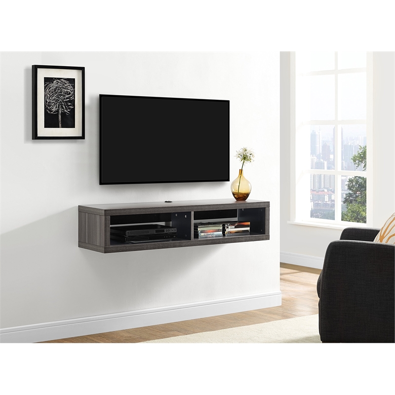 Beaumont Lane Laminate Gray Media Console Wall Mounted 48