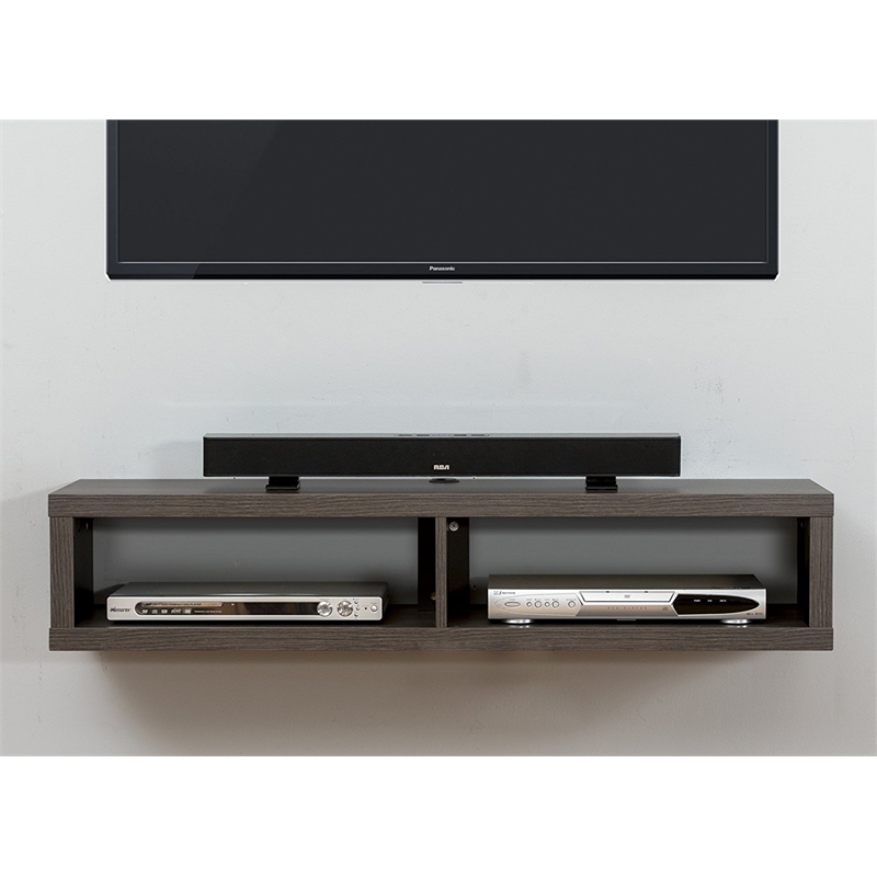 Beaumont Lane Laminate Gray Media Console Wall Mounted 48