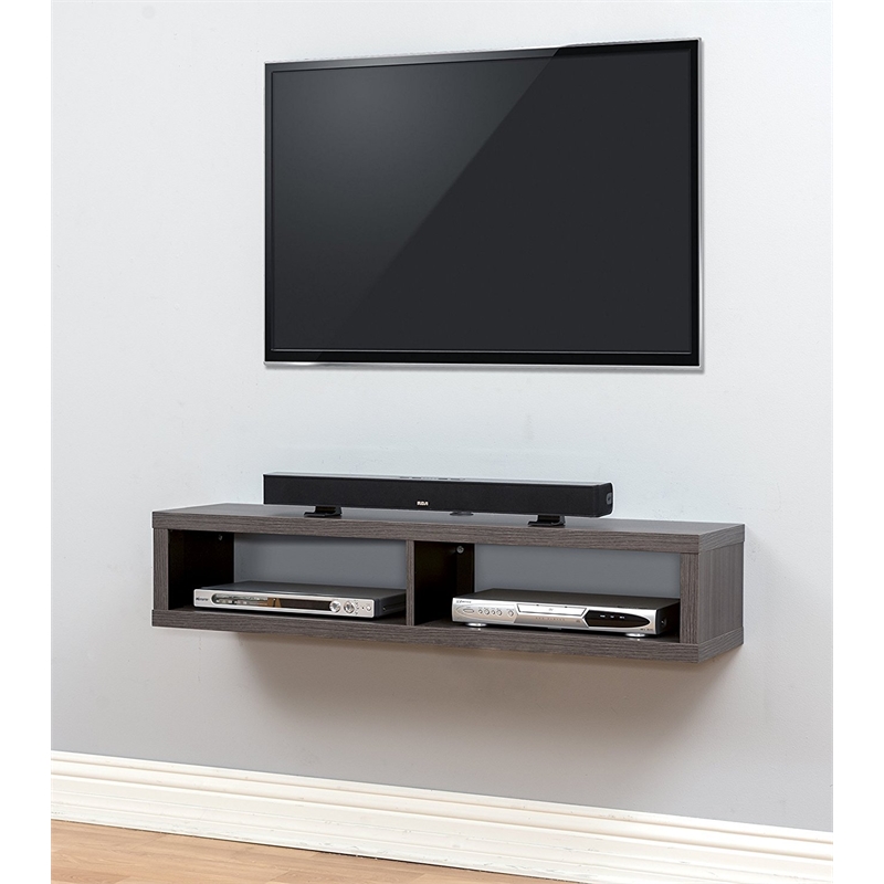 Beaumont Lane Laminate Gray Media Console Wall Mounted 48