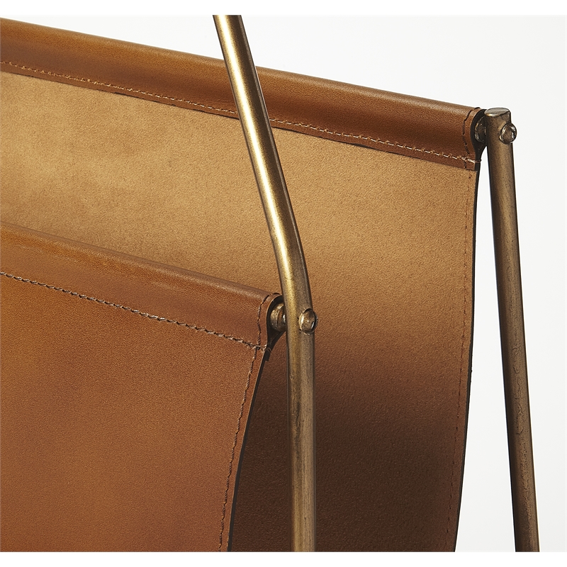 Beaumont Lane Metropolitan Living Leather Magazine Basket in Brown