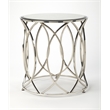 Beaumont Lane Metal Furniture Mirror and Nickel End Table in White