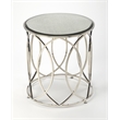 Beaumont Lane Metal Furniture Mirror and Nickel End Table in White