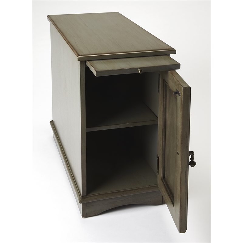 Beaumont Lane Mastercrafted Satin Chairside Chest in Gray