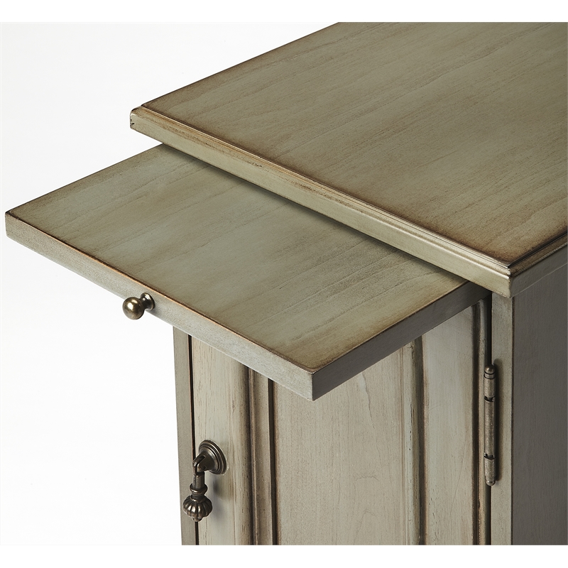 Beaumont Lane Mastercrafted Satin Chairside Chest in Gray
