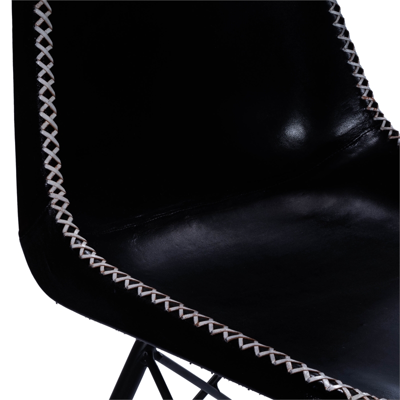 Beaumont Lane Metropolitan Living Leather Side Chair in Black