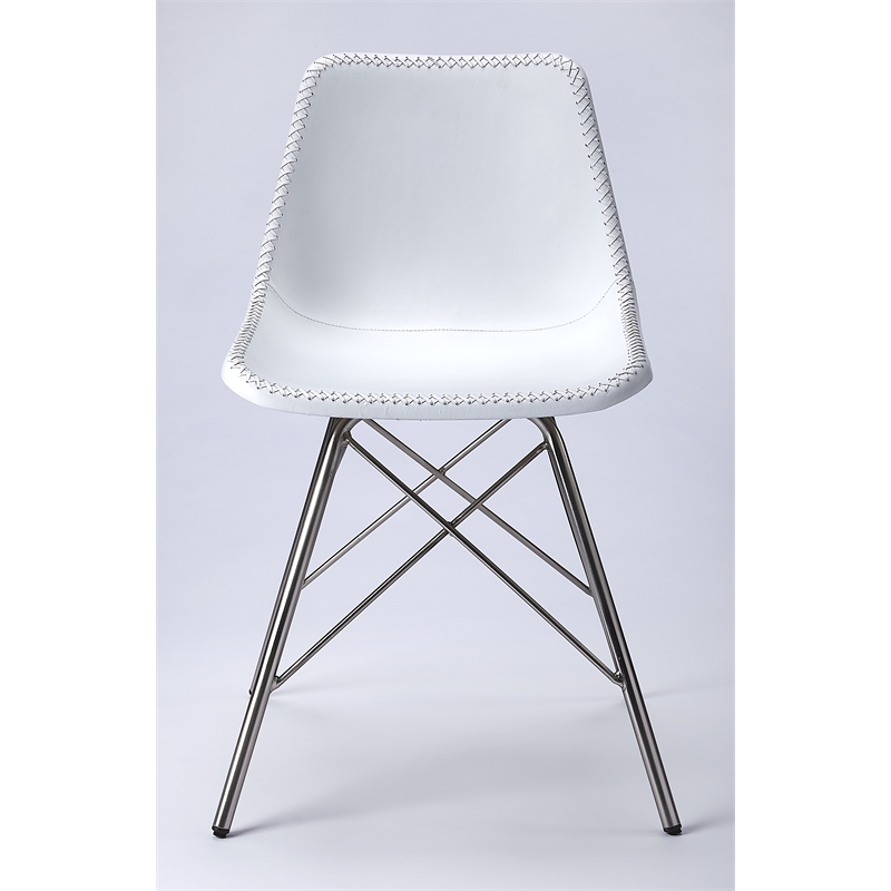 Beaumont Lane Metropolitan Living Leather Side Chair in White