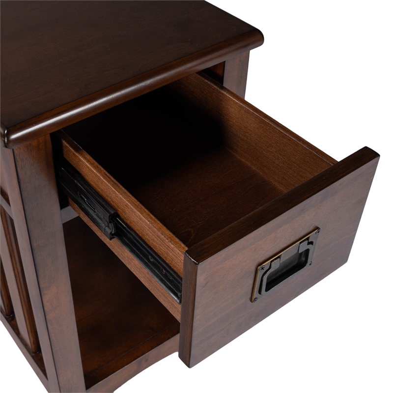 Beaumont Lane Rubberwood Brown Chairside Table Rectangular