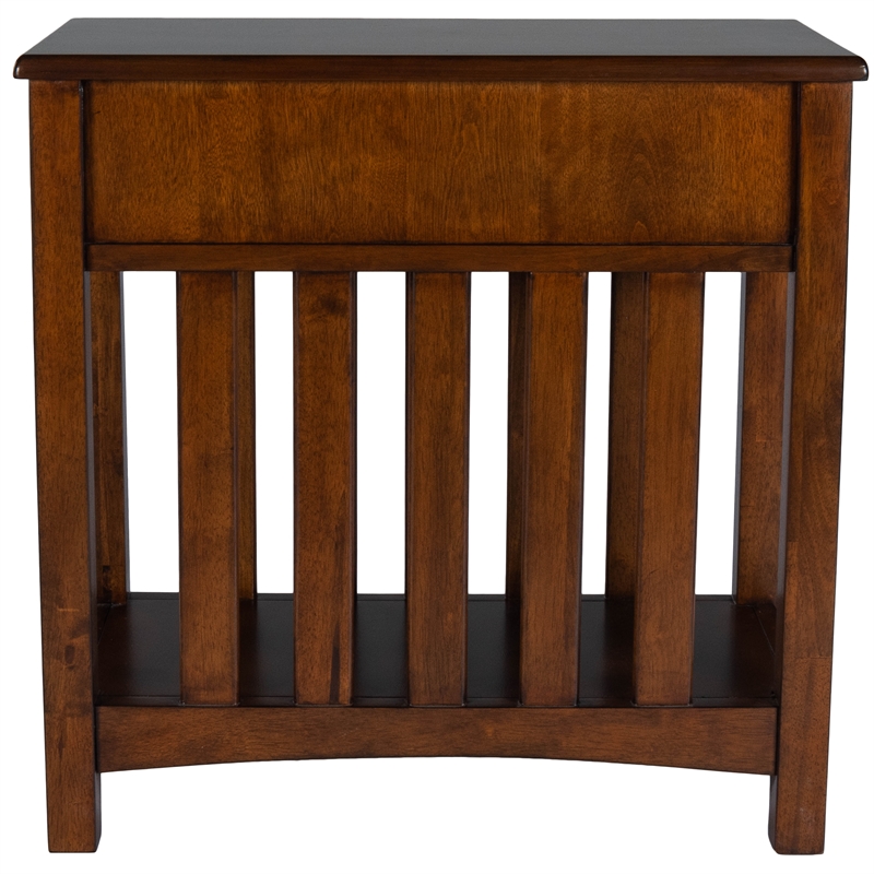 Beaumont Lane Rubberwood Brown Chairside Table Rectangular